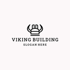 Viking building logo template vector illustration design