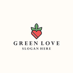 Green love logo template vector illustration design