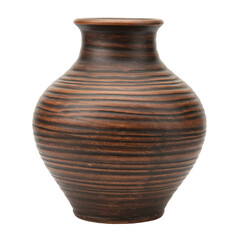 Elegant ceramic vase with textured stripes, displayed against a neutral backdrop