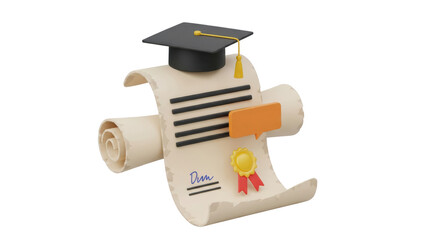 Graduation Diploma Scroll With Cap And Seal