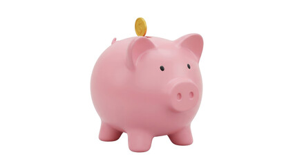 Pink Piggy Bank With Coin Inserted On Top