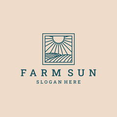 Farm sun logo template vector illustration design