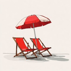 beach chairs and umbrella