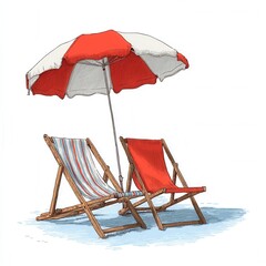 beach chair and umbrella