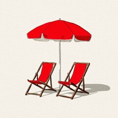 beach chairs and umbrella