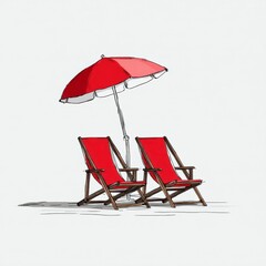 beach chair and umbrella