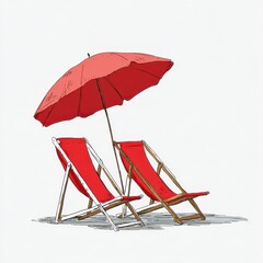 beach chairs and umbrella