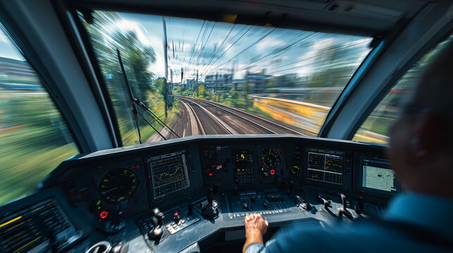 Train Operator Driving From Locomotive Cab