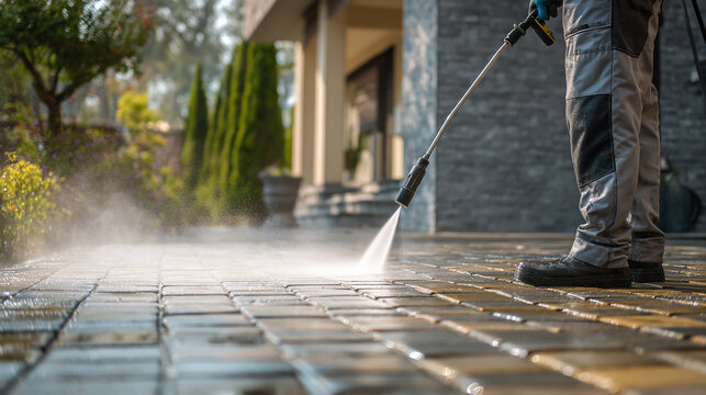 Pressure Washing Outdoor Pavement