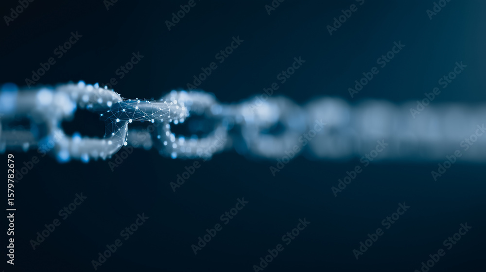 Poster connected chain: a close-up perspective of a glistening, interconnected chain. showcasing the streng