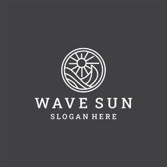 Wave sun logo template vector illustration design