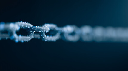 Fototapeta premium Connected Chain: A close-up perspective of a glistening, interconnected chain. showcasing the strength of unity, the intricate links symbolizing the modern digital era. 
