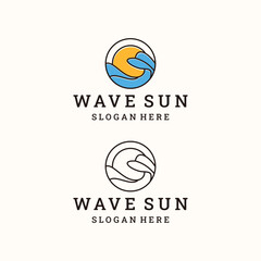 Wave sun logo template vector illustration design