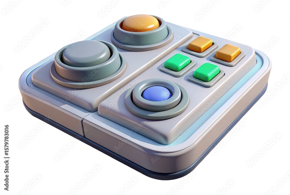 Poster stylized 3d render of a retro control panel