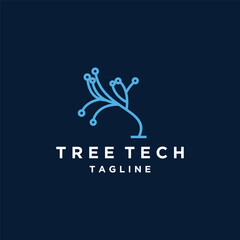 Tree tech logo template vector illustration design