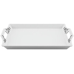 Elegant white serving tray with handles, perfect for dining and entertaining