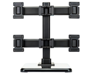 Desk stand for four computer monitors on a transparent background