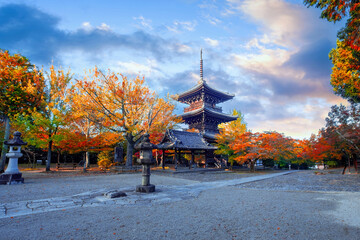 Shinnyodo or Shinshogokurakuji temple with beautiful autumn scenario in Kyoto, Japan