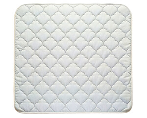 White quilted mattress pad with scalloped pattern and soft texture on a transparent background