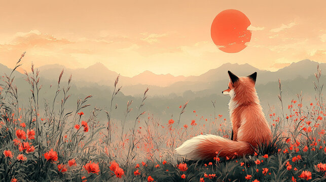 red fox in the grass