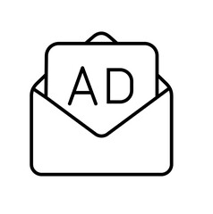  ads and marketing icons as email advertisement, compose content in black line color Pro Vector