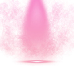 Pink stage spotlight with smoke effect on transparent background
