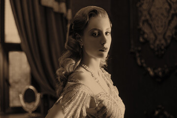 sepia portrait of a lady