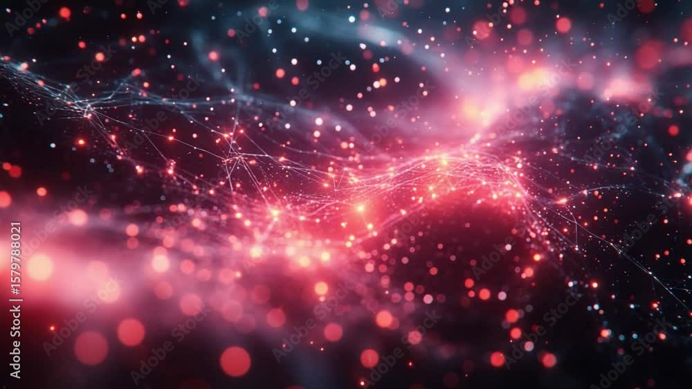 Poster celestial convergence: an abstract representation of the cosmos, with a network of interconnected li