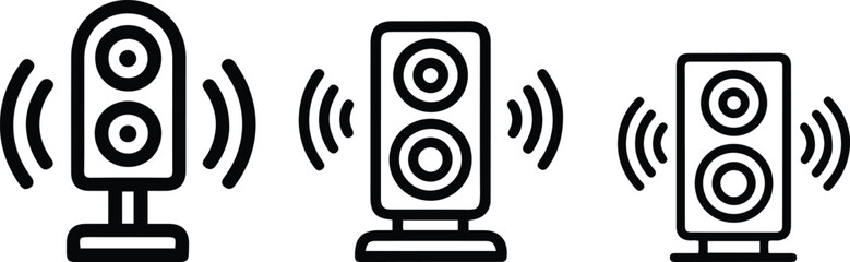 Speaker Icon Set. Line Art Vector of Sound System and Music Speakers.