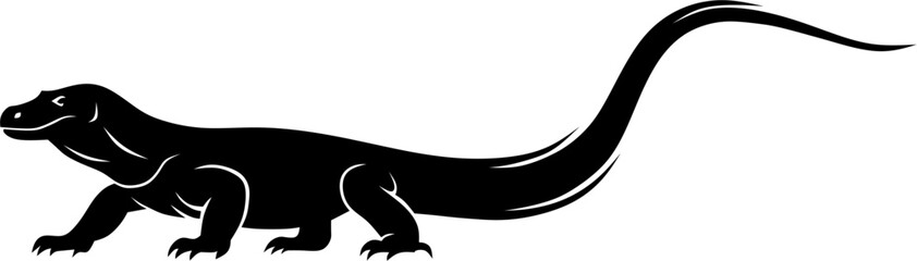 Black Komodo Silhouette Vector