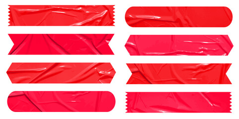 Set of vector red sticky note papers wrinkles, Copy space stickers or patches for preview tags labels design	