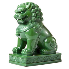 Jade Lion Guardian Pair, Isolated on transparent background