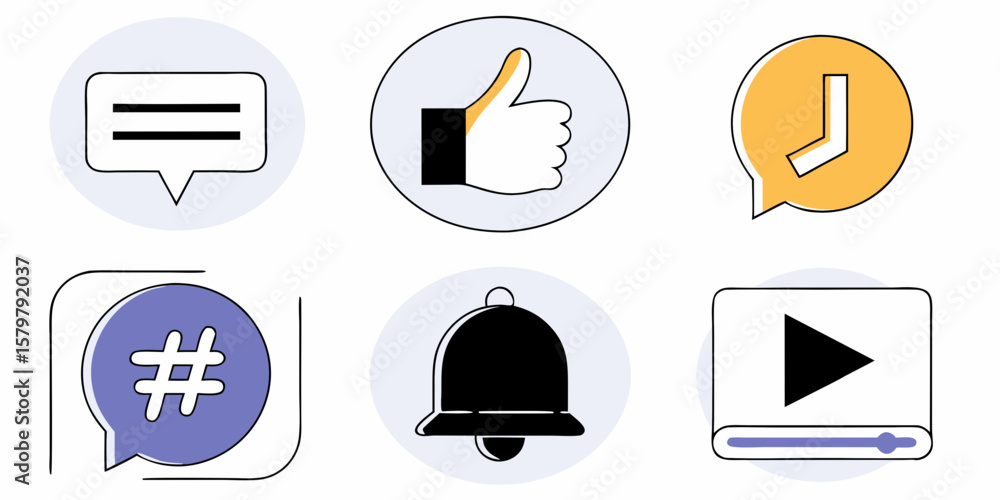 Aufkleber modern social media symbols provide a simple and visually appealing way to represent common features