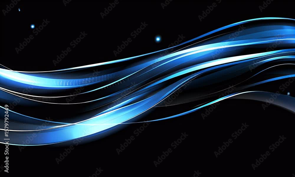 Poster abstract blue wave background with dots and lines, a digital technology concept design for a web ban