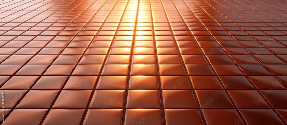 Poster shiny tiled surface reflecting light patterns.