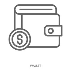 Wallet Icon Line Style. Design Vector Illustration