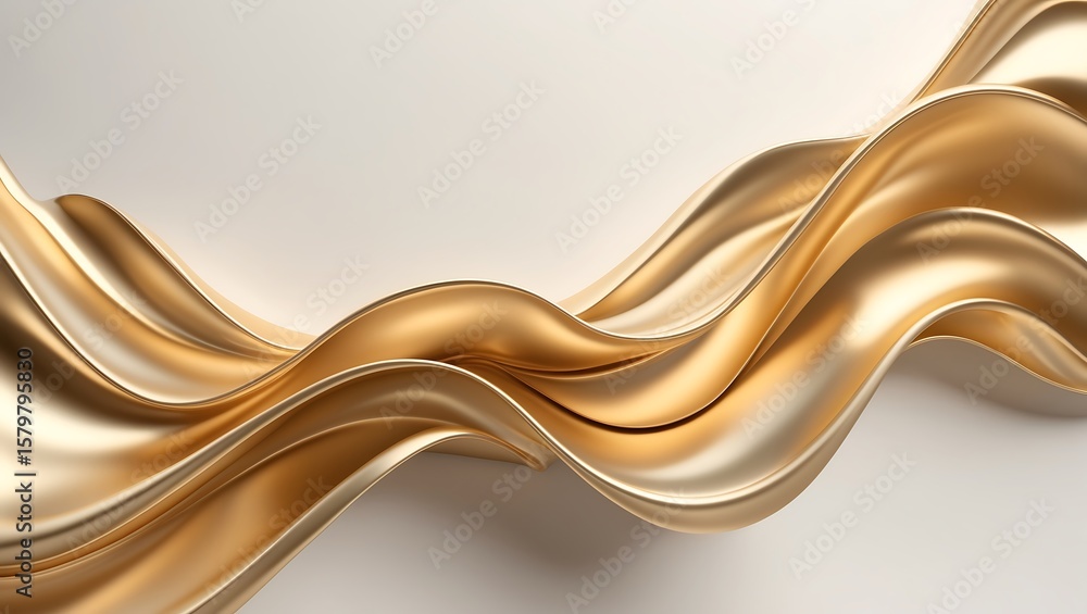 Poster elegant golden fabric flows gracefully, creating a dynamic and luxurious abstract design.