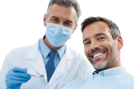 Happy patient with his dentist