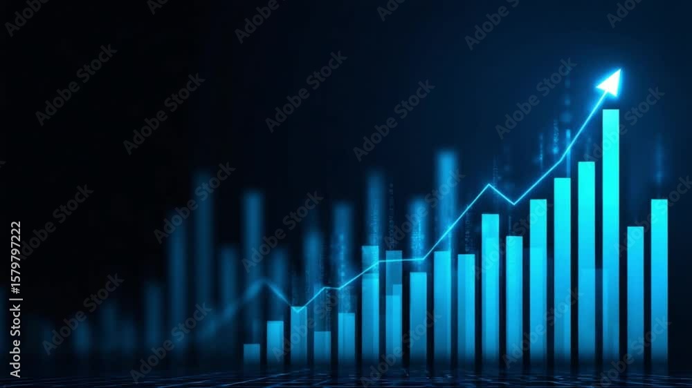 Aufkleber surging growth visualized: a dynamic graphic representation of financial growth, symbolized by an up