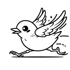 Fototapeta premium Adorable Cartoon Bird Running A Whimsical Line Art Illustration