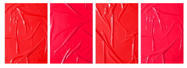 Set of vector red sticky note papers A4 size and wrinkles, Copy space stickers or patches for preview tags labels design	