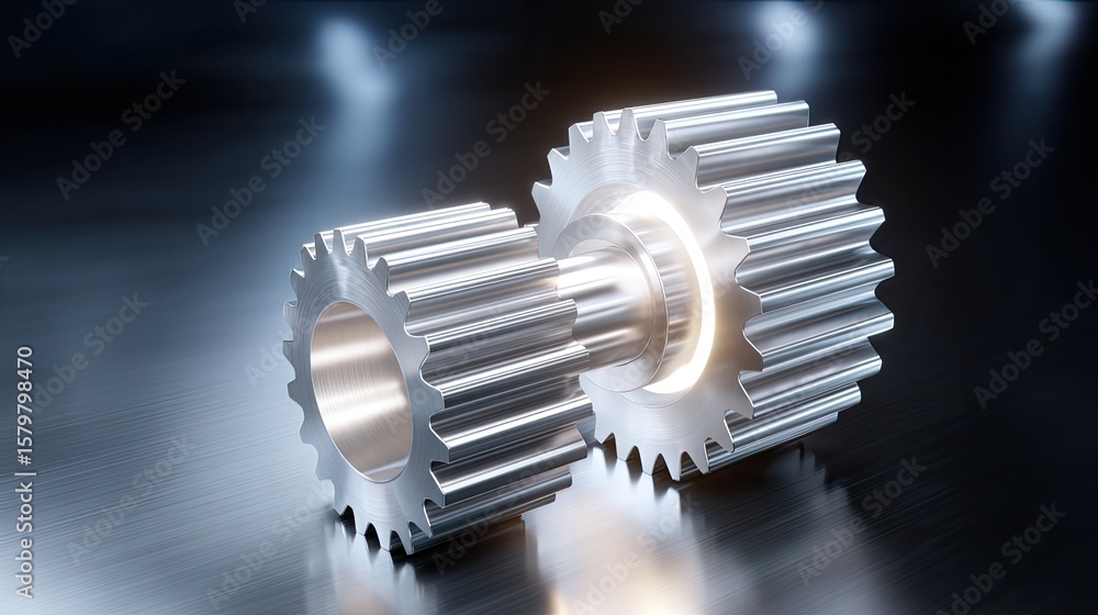 Poster detailed close-up view of mechanical gears showcasing precision engineering and industrial design in