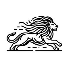 Majestic Lion in Motion  A Line Art Masterpiece