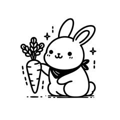 Fototapeta premium Adorable Bunny with a Carrot Cute Animal Illustration