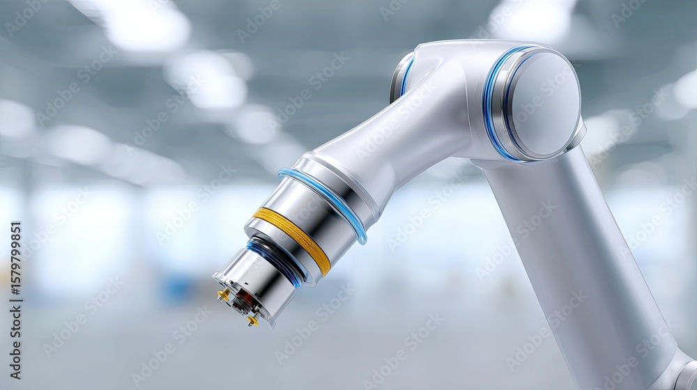 Poster advanced robotic arm mechanism in a modern industrial environment with a blurred background