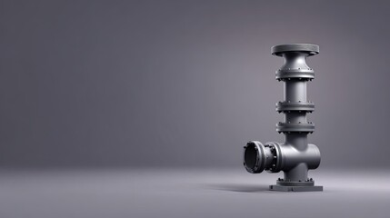 Industrial Pipe Component for Plumbing Systems in a Modern Grey Background Setting