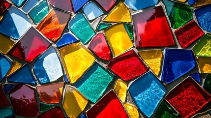 Vibrant Irregular Glass Mosaic in Sunlight