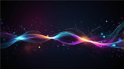 Fototapeta premium abstract dark glowing fiber optics background with bright bokeh light spots and abstract design