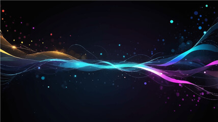 Fototapeta premium abstract dark glowing fiber optics background with bright bokeh light spots and abstract design