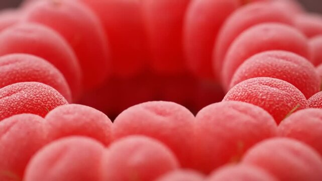 Close-up of vibrant raspberry with textured surface details
